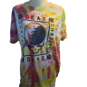 Grateful Dead Tie Dye Steal Your Face Graphic Band Tee, Unisex Size XL